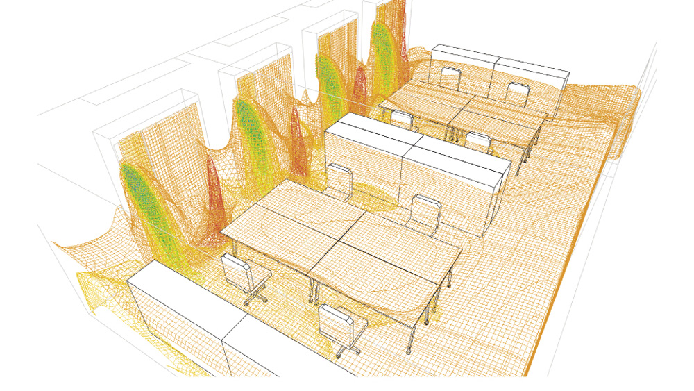 5	La mécanique des fluides numérique permet d’optimiser la distribution de l’air et de la chaleur dans les locaux.